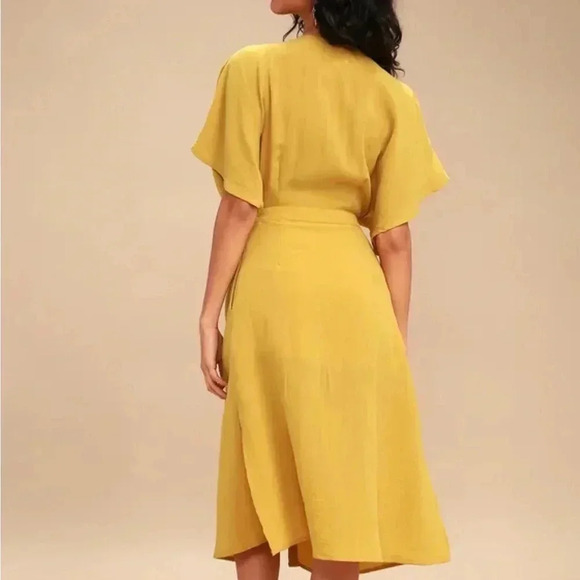 Lost + Wander Poppy Mustard Yellow Button-Up Midi Dress - Picture 3 of 13